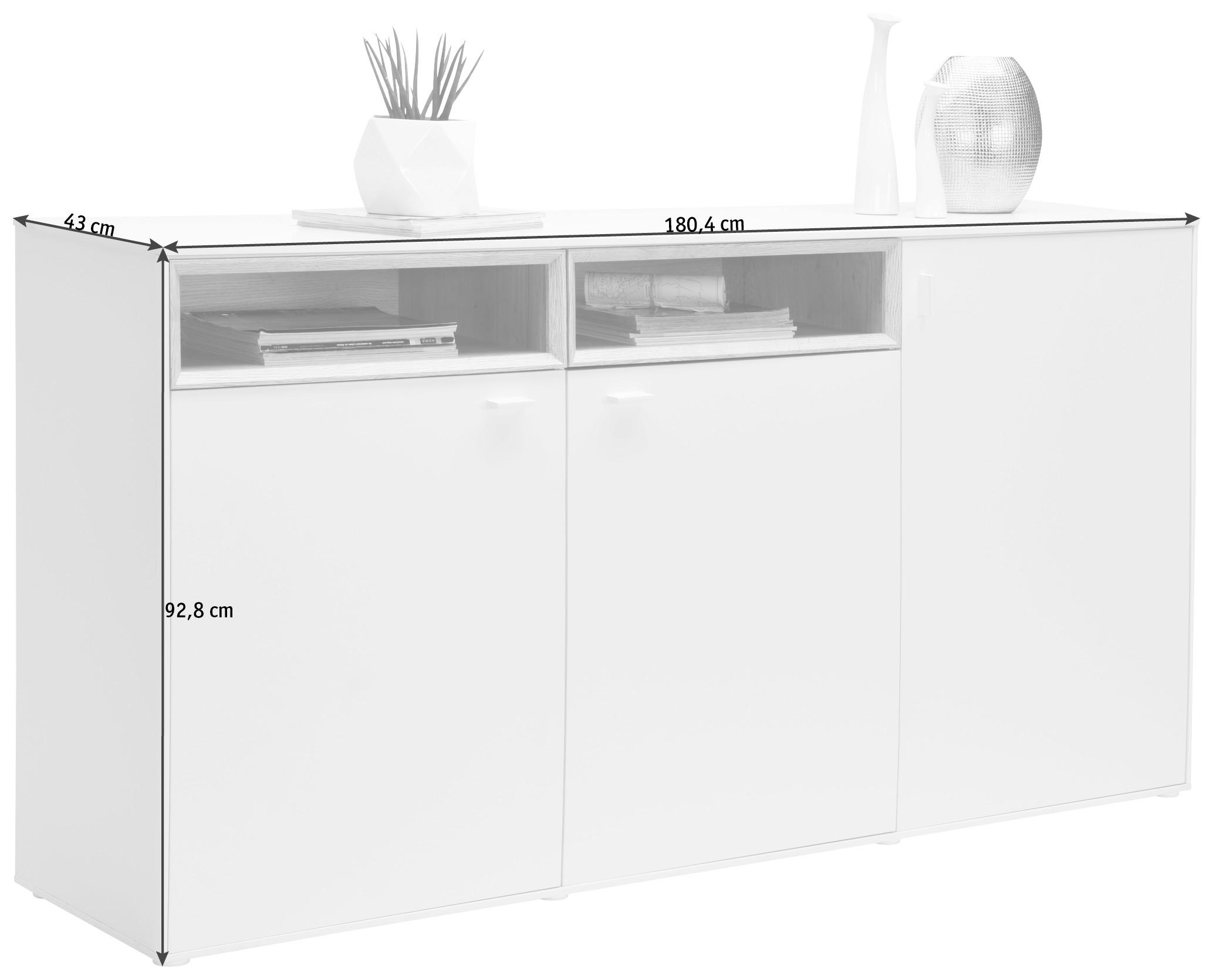 KOMODA 180,4/92,8/43 cm bela, boja hrasta - boja hrasta/bela, Dizajnerski, pločasti materijal/plastika (180,4/92,8/43cm) - Hom`in