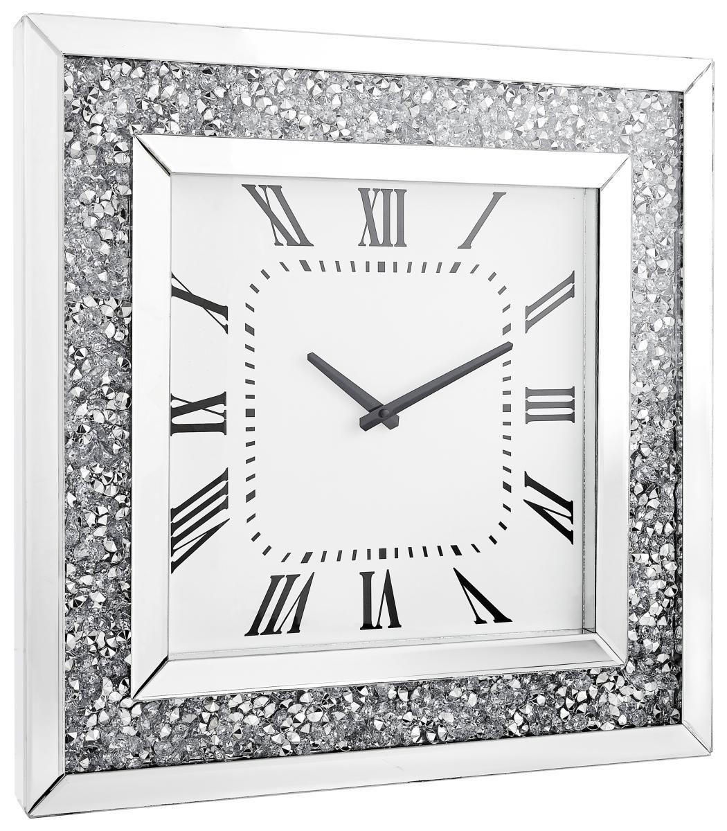 WANDUHR  Silberfarben, Weiß  - Silberfarben/Weiß, Design, Glas/Holzwerkstoff (50/50/5cm) - Xora
