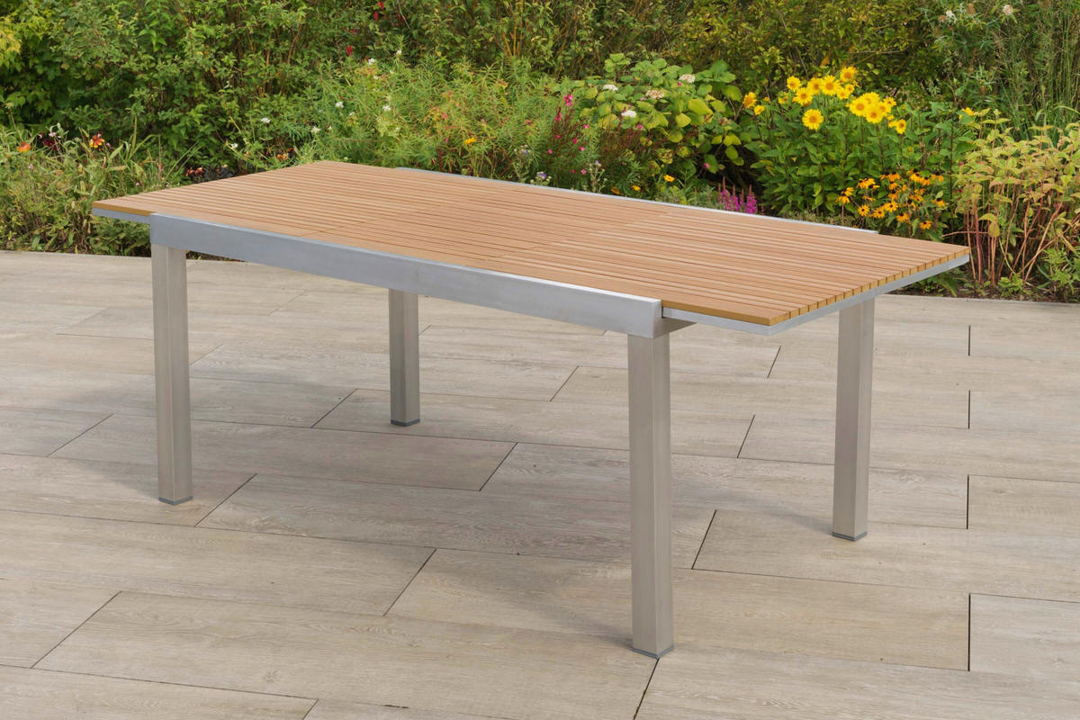 GARTENTISCH 150/90/75 cm  - Silberfarben/Naturfarben, KONVENTIONELL, Kunststoff/Metall (150/90/75cm) - Gardenson