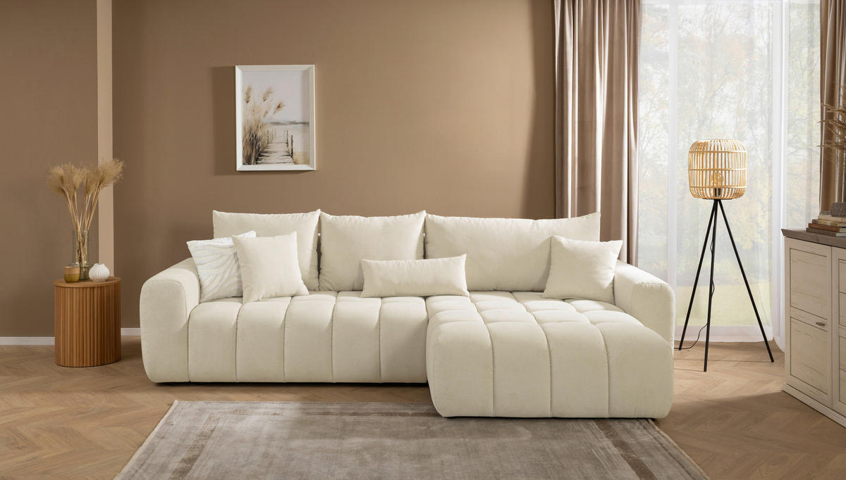 ECKSOFA in Velours Beige  - Beige/Schwarz, Konventionell, Kunststoff/Textil (298/168cm) - Carryhome