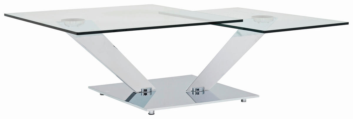 COUCHTISCH in Metall, Glas 84-129/106/40 cm  - Chromfarben, Design, Glas/Metall (84-129/106/40cm)