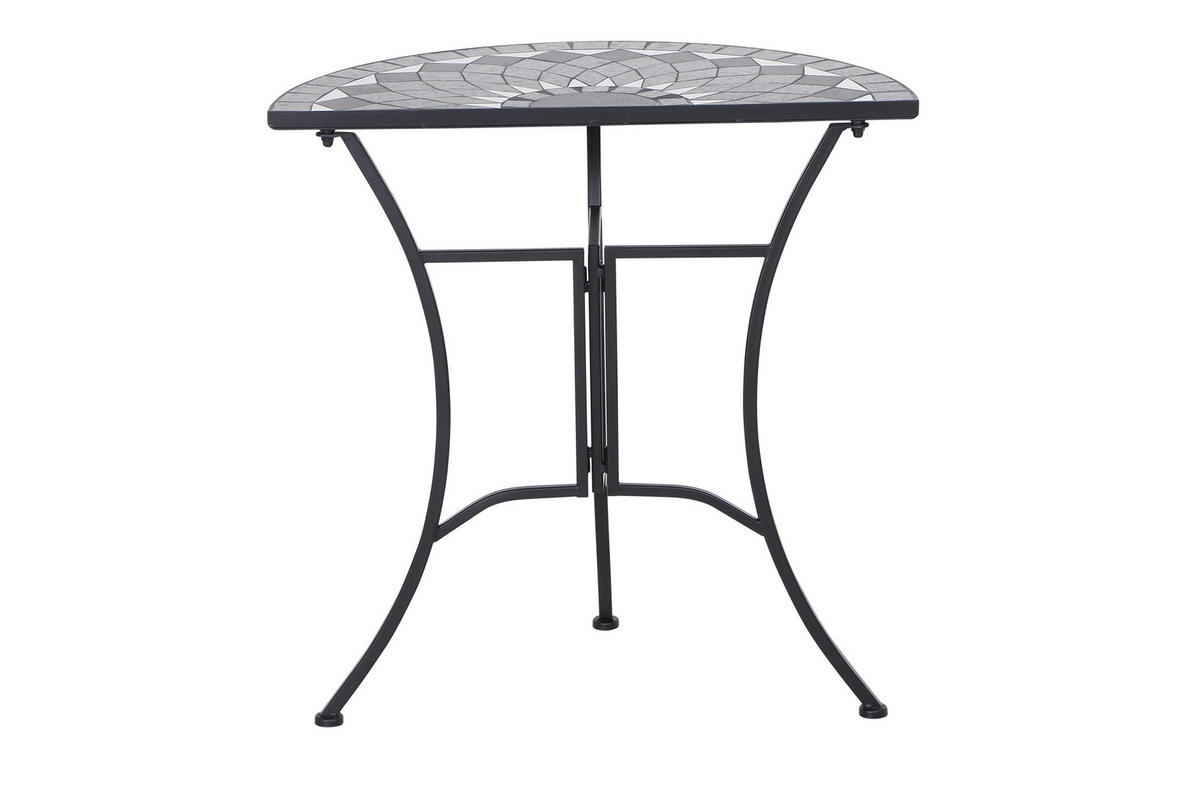 GARTENTISCH Metall, Keramik Schwarz rund  - Schwarz, KONVENTIONELL, Keramik/Metall (35,5/70/71cm) - Siena Garden