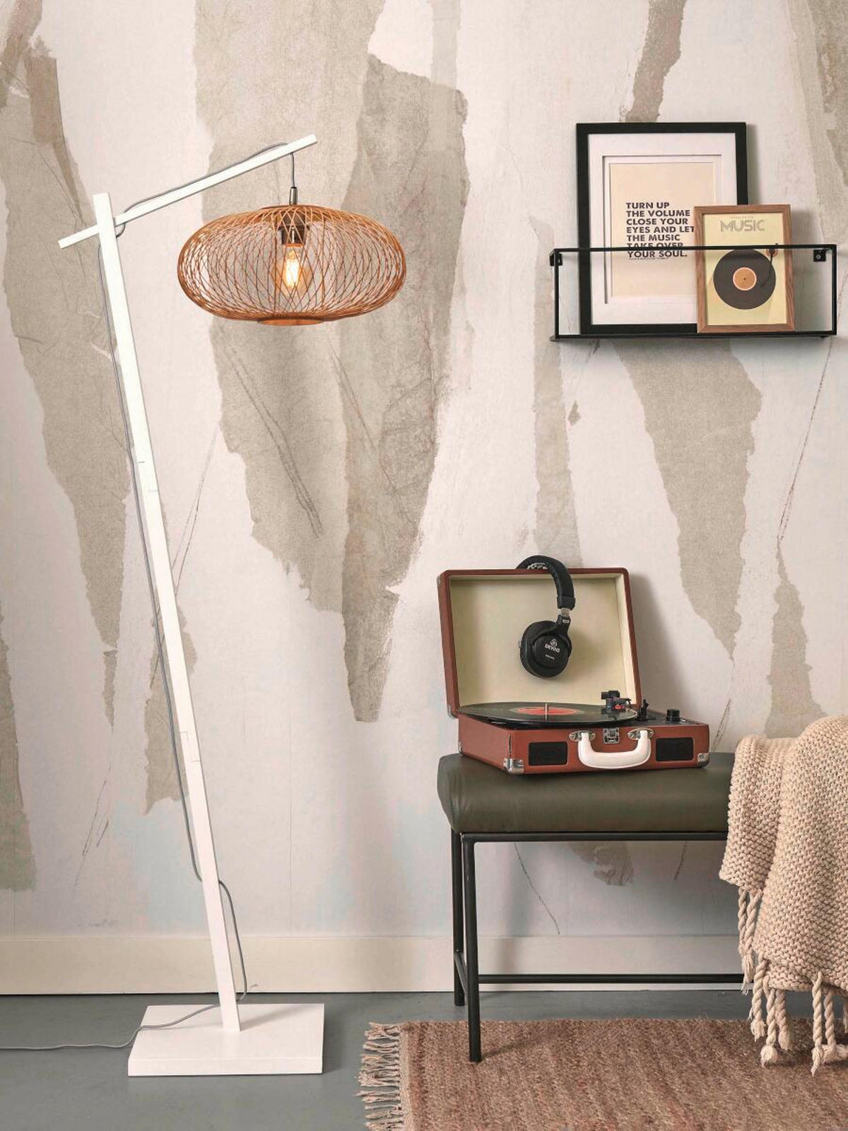 GOLVLAMPA GOOD&MOJO     - vit/naturfärgad, Trend (150/40/62cm) - Good & Mojo