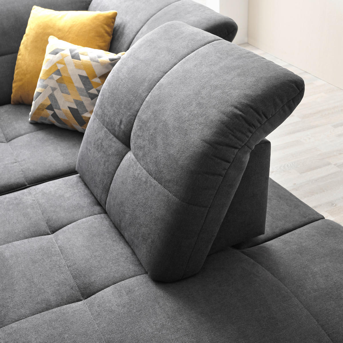 ECKSOFA in Chenille Grau  310/240 cm  - Schwarz/Grau, Design, Textil/Metall (310/240cm) - Xora
