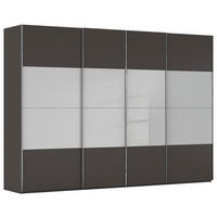 SCHWEBETÜRENSCHRANK 316/223/68 cm 4-türig Graphitfarben, Grau  - Chromfarben/Graphitfarben, KONVENTIONELL, Glas/Holzwerkstoff (316/223/68cm) - Novel