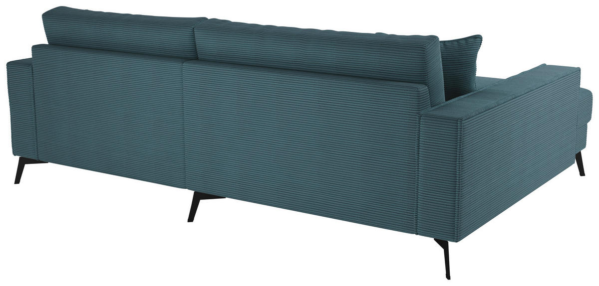ECKSOFA TED Blau Cord Zierkissen  - Blau/Schwarz, Trend, Textil/Metall (174/228cm) - P & B