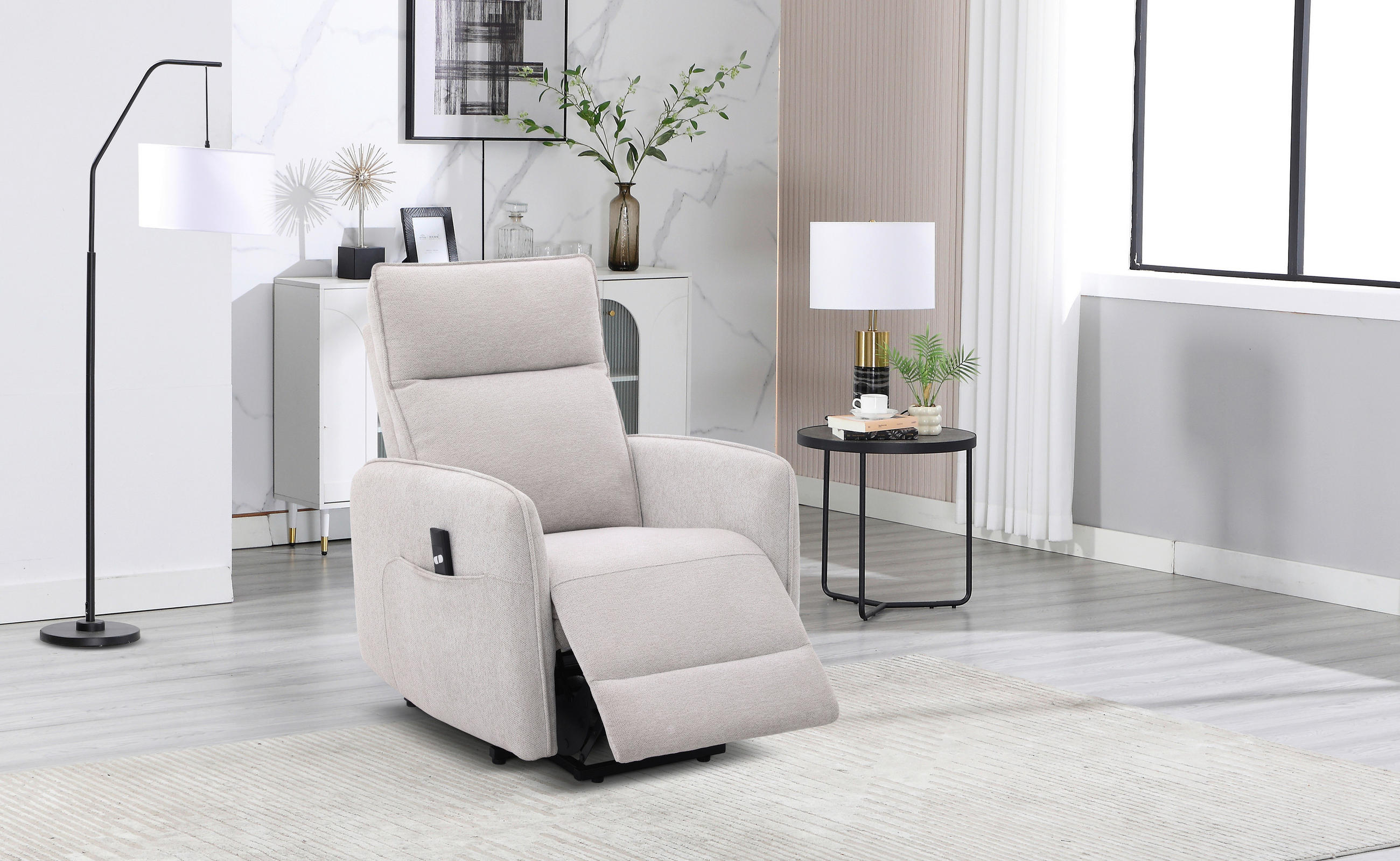 RELAXSESSEL Leinenoptik    - Schwarz/Naturfarben, Design, Textil/Metall (74/101/92cm) - Carryhome