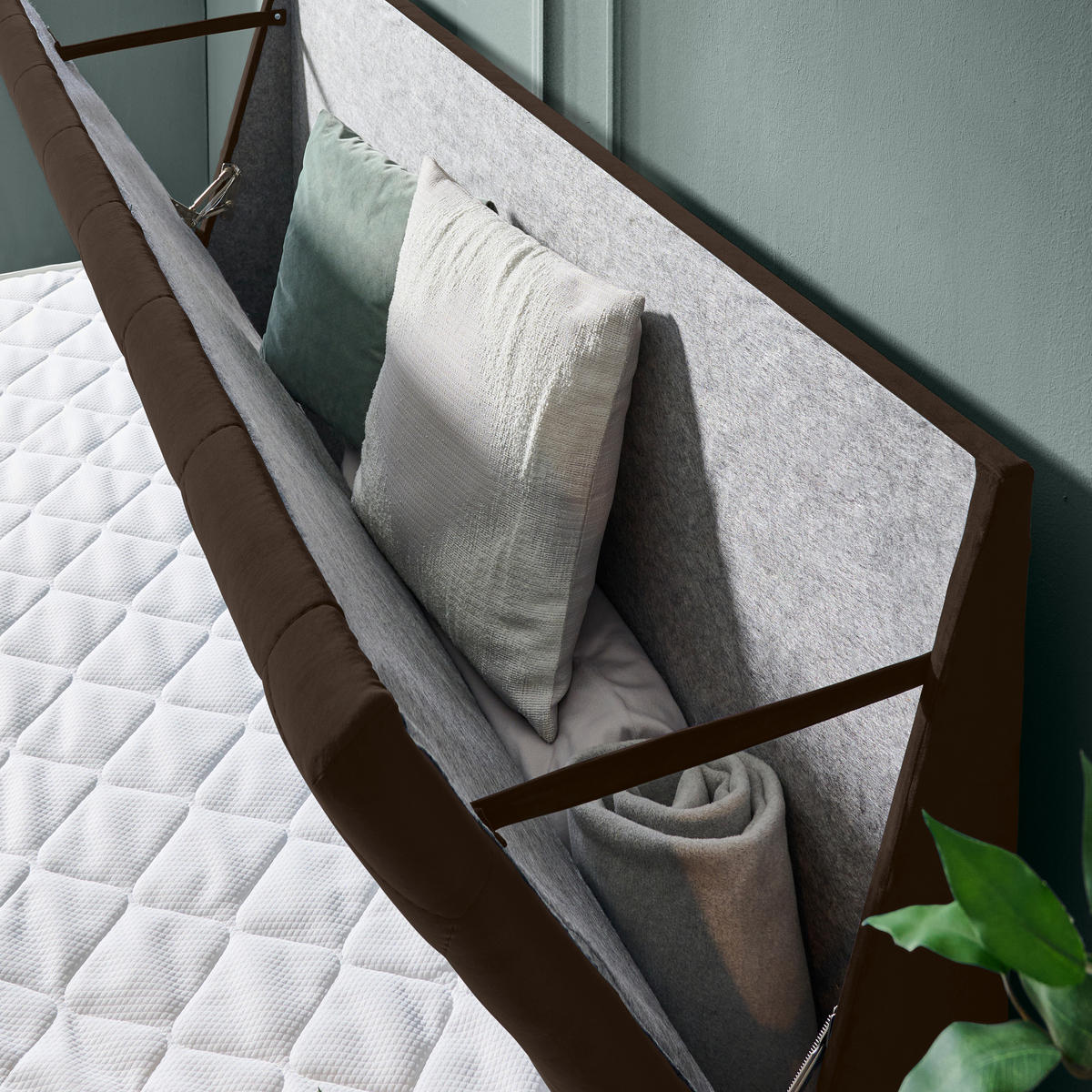 BOXSPRINGBETT 180/200 cm  in Dunkelbraun  - Dunkelbraun/Schwarz, KONVENTIONELL, Holz/Textil (180/200cm) - Ti'me