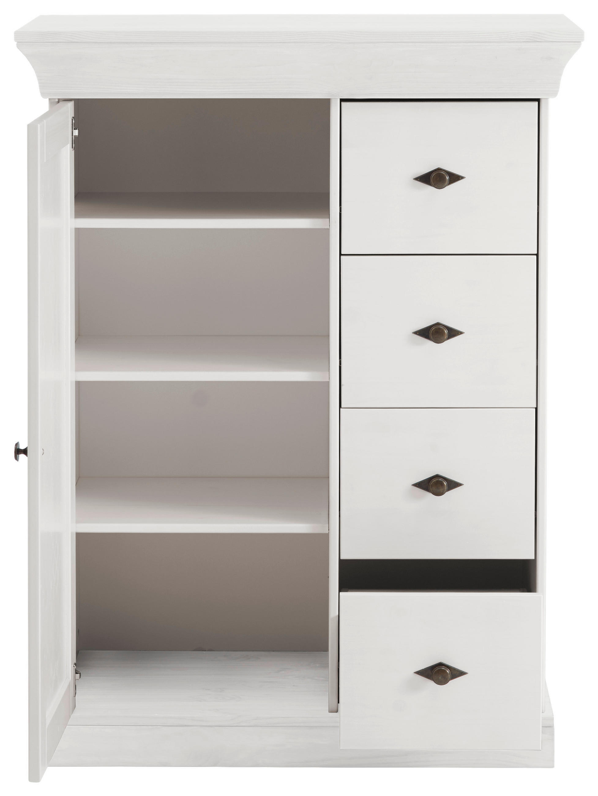 KOMMODE  in 88/117/45 cm  - Weiß/Kupferfarben, ROMANTIK / LANDHAUS, Holz/Metall (88/117/45cm) - Boxxx
