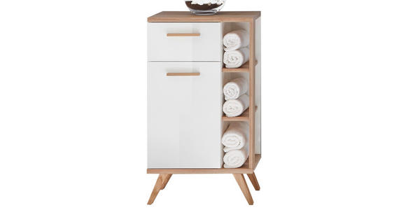 UNTERSCHRANK 50,5/89,5/33 cm - Eichefarben/Weiß, KONVENTIONELL, Glas/Holzwerkstoff (50,5/89,5/33cm) - Xora