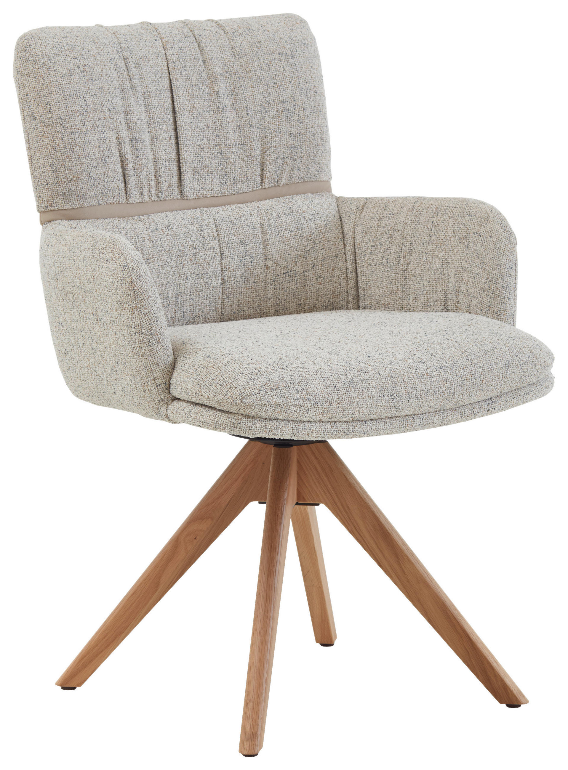 ARMLEHNSTUHL  Typenauswahl, Sitzfläche 360° drehbar, inklusive Armlehnen, Gestellauswahl, automatische Rückholfunktion Mikrofaser  Naturfarben  - Eichefarben/Naturfarben, Design, Holz/Textil (61/86/63cm) - Valdera