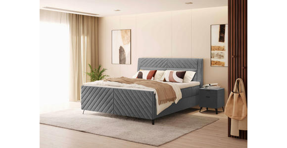 BOXSPRINGBETT 180/200 cm in Grau - Schwarz/Grau, Design, Textil/Metall (180/200cm) - Esposa