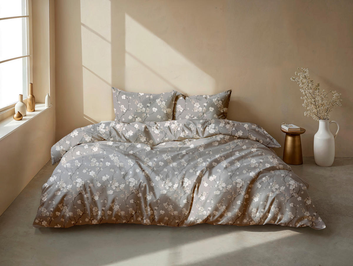 BETTWÄSCHE 2-teilig Aria Flanell 135/200 cm  - Grau, Basics, Textil (135/200cm) - Zohome