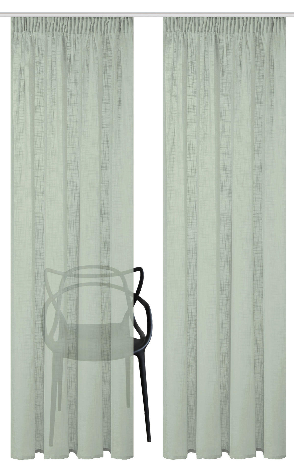 FERTIGVORHANG  halbtransparent   140/160 cm 2 Stück  - Salbeigrün, Basics, Textil (140/160cm)