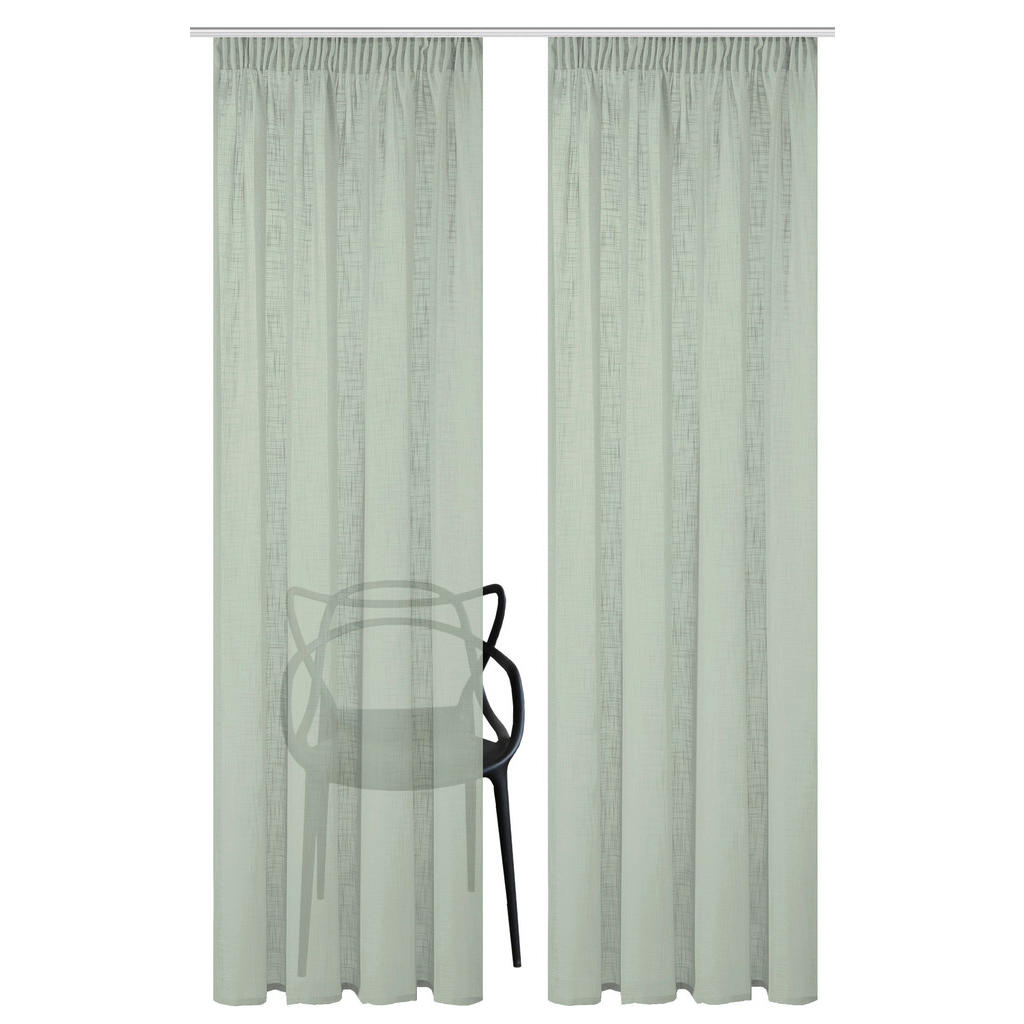 Thumbnail - Fertigvorhang Softy, Salbeigrün, Textil, Uni, 140x245 cm, für Stange und Schiene geeignet, mit Kombiband, Wohntextilien,...