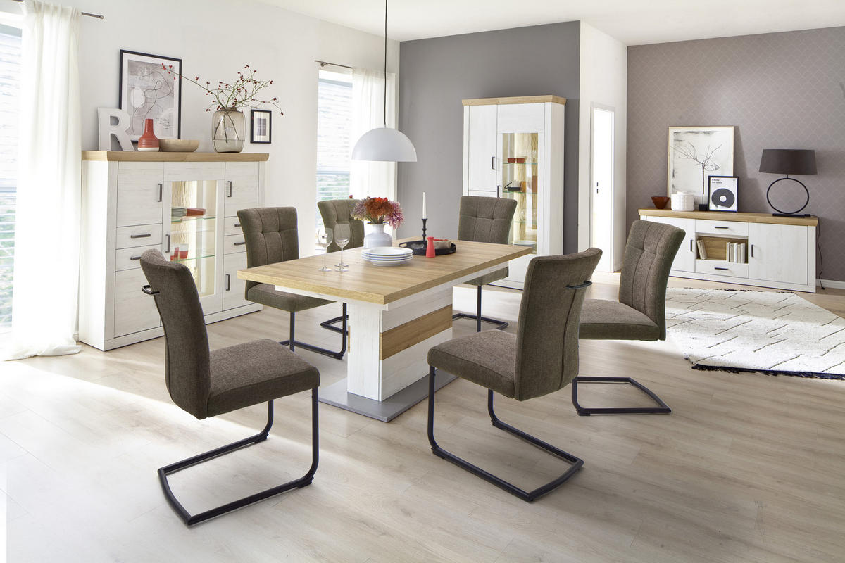 HIGHBOARD  in 142/142/40 cm  - Eichefarben/Graphitfarben, Design, Glas/Holzwerkstoff (142/142/40cm) - MID.YOU