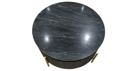COUCHTISCH Mangoholz vollmassiv 80/80/45 cm rund Schwarz, Goldfarben  - Goldfarben/Schwarz, Design, Holz/Stein (80/80/45cm) - Landscape