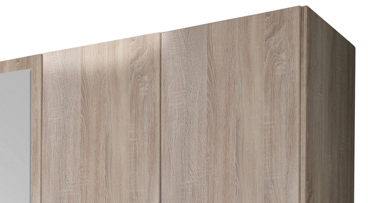 ARMOIRE À PORTES BATTANTES in Graphitfarben, Eichefarben  - Eichefarben/Silberfarben, Design, Glas/Holzwerkstoff (225/210/58cm) - MID.YOU