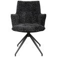 ARMLEHNSTUHL  Stoffauswahl, Sitzfläche 360° drehbar, automatische Rückholfunktion Jacquard  - Schwarz/Grau, Design, Textil/Metall (59/89.5/63cm) - Novel