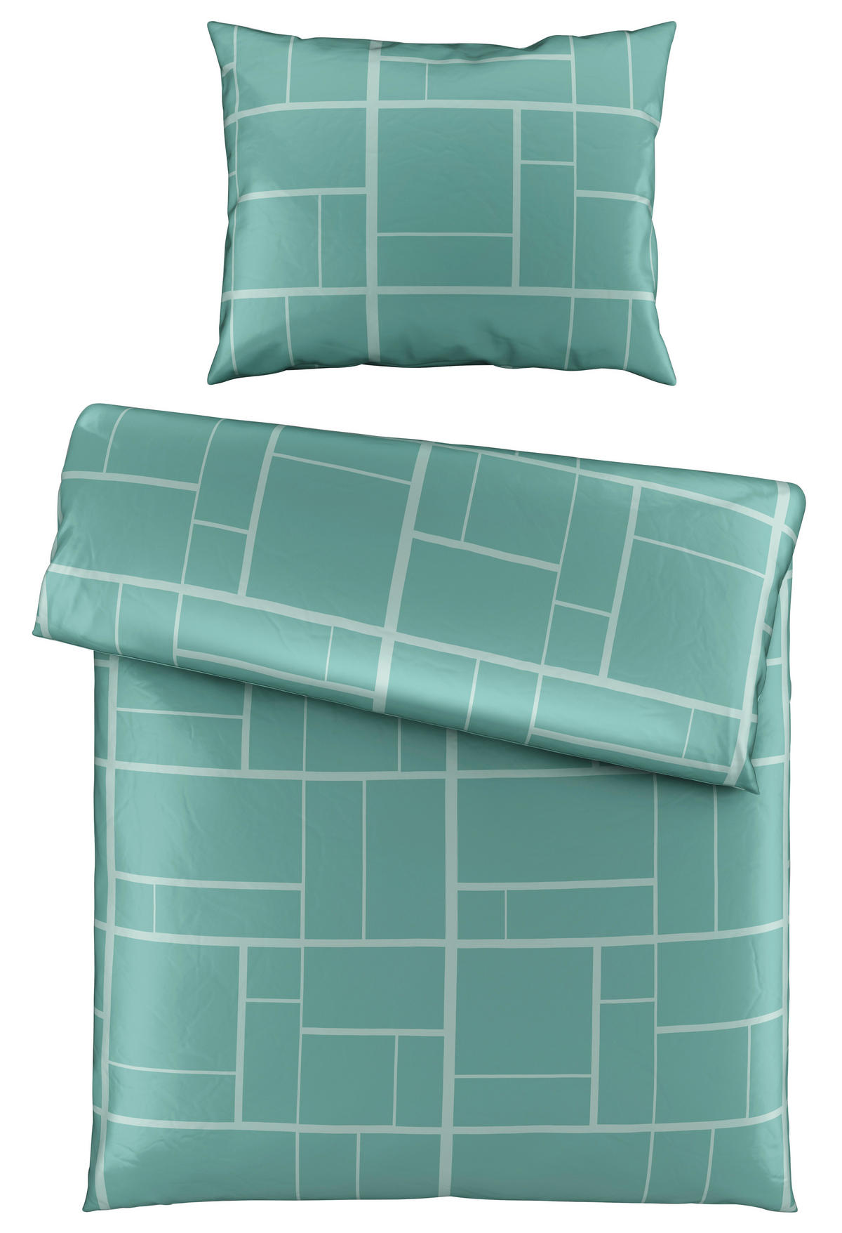 BETTWÄSCHESET Satin 160/210 cm  65 cm/100 cm  - Jadegrün, Konventionell, Textil (160/210cm) - Dieter Knoll