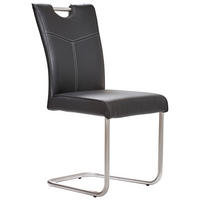 SCHWINGSTUHL Edelstahl Echtleder pigmentiert  - Edelstahlfarben/Schwarz, Design, Leder/Metall (44/99/57cm) - Valdera