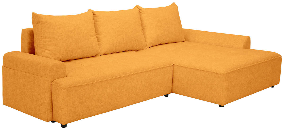 ECKSOFA Senfgelb Mikrofaser  - Senfgelb/Schwarz, KONVENTIONELL, Kunststoff/Textil (295/169cm) - Carryhome