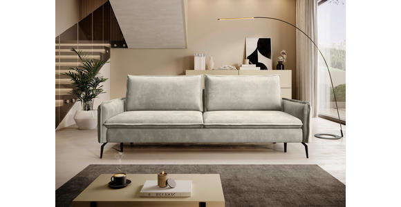 SCHLAFSOFA  in Chenille Hellbraun  - Hellbraun/Schwarz, KONVENTIONELL, Textil/Metall (223/89/107cm) - Carryhome