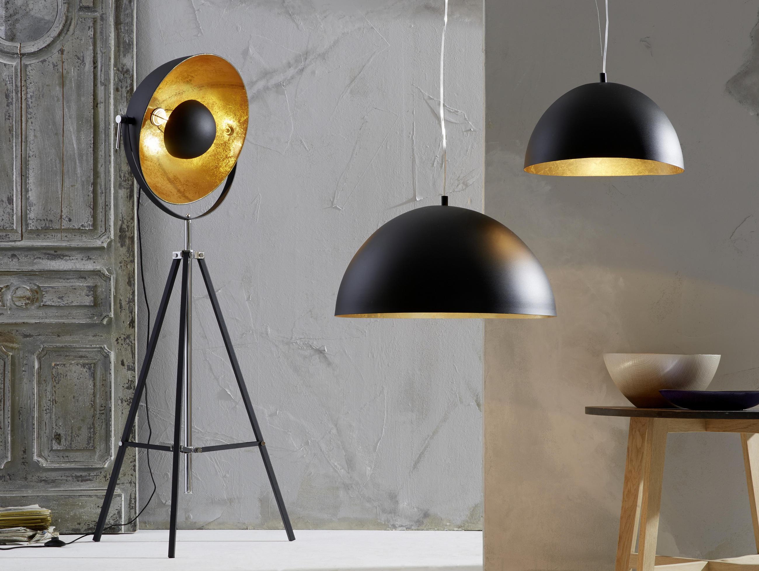 PODNA LAMPA - zlatna/crna, Lajfstajl, metal (78/180cm)