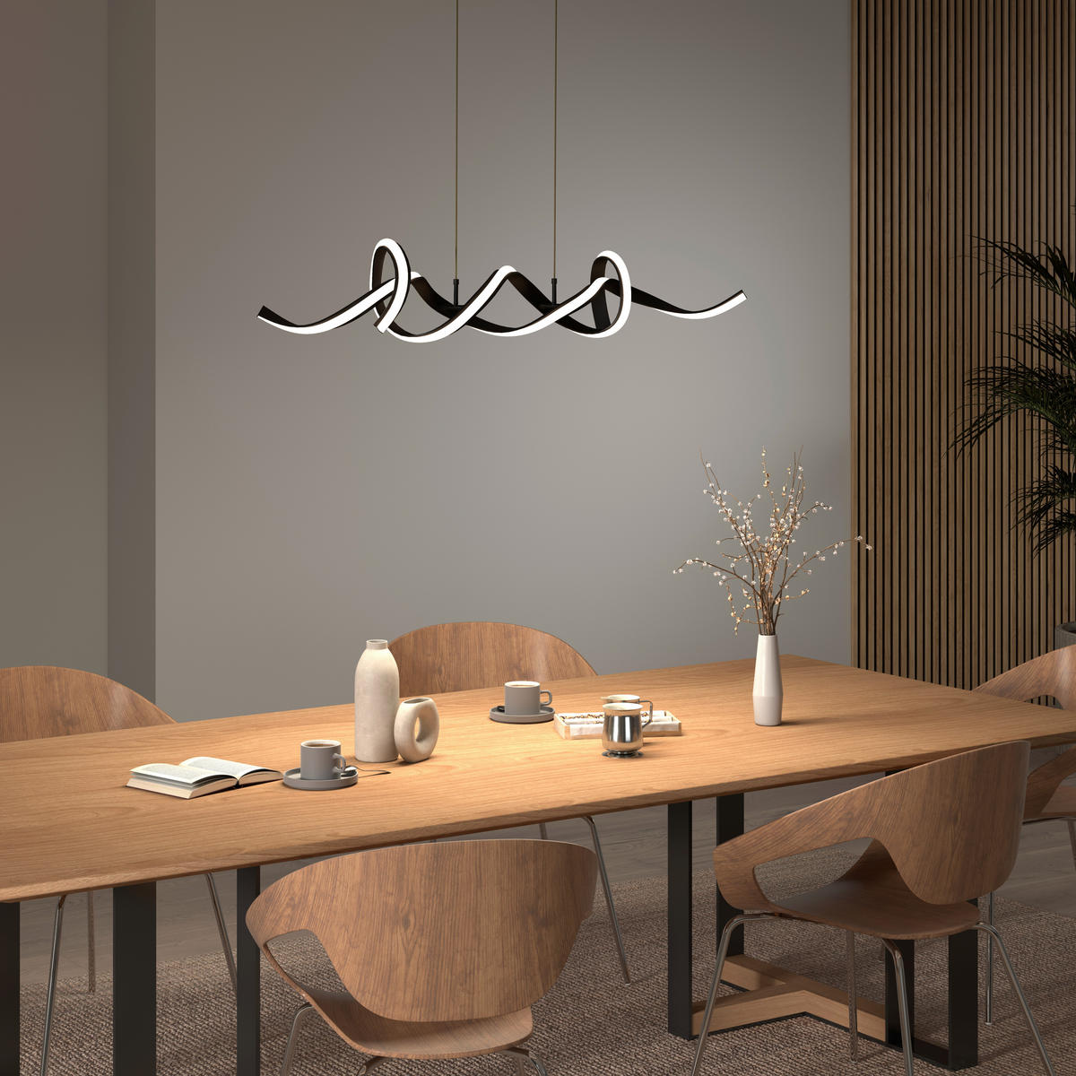 LED-HÄNGELEUCHTE Bracknell 120/22/120 cm   - Schwarz, Design, Kunststoff/Metall (120/22/120cm) - Novel