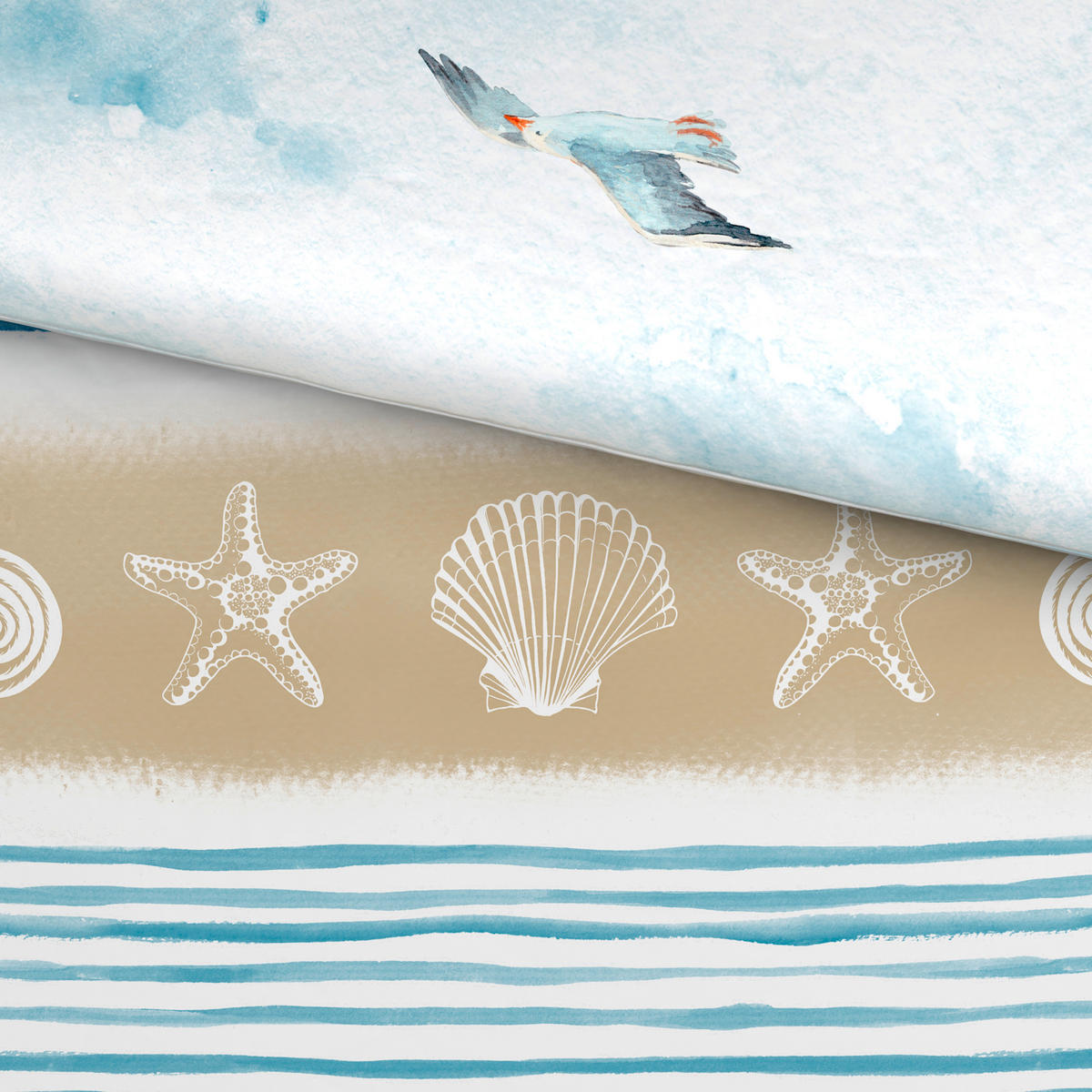 WENDEBETTWÄSCHE TANJA Satin 140/200 cm  - Blau/Beige, KONVENTIONELL, Textil (140/200cm) - Novel