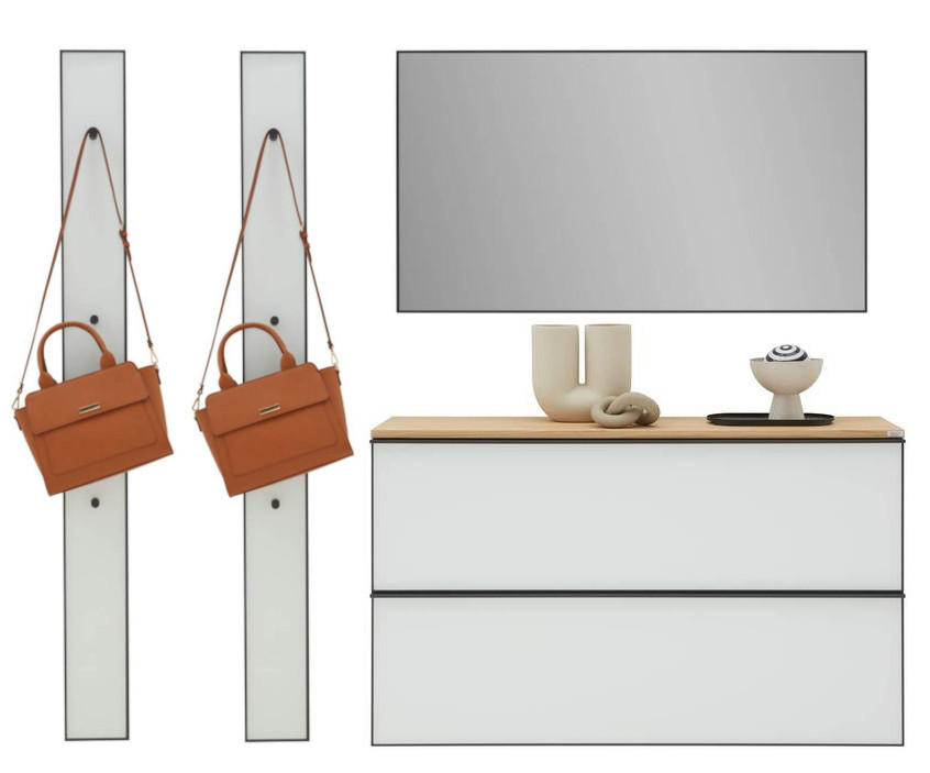 GARDEROBE 4-teilig  in 190/190/37 cm  - Eichefarben/Weiß, Design, Glas/Holz (190/190/37cm) - Dieter Knoll