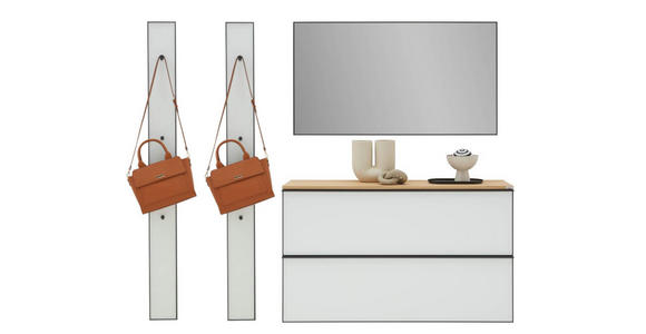 GARDEROBE 4-teilig  in 190/190/37 cm  - Eichefarben/Weiß, Design, Glas/Holz (190/190/37cm) - Dieter Knoll