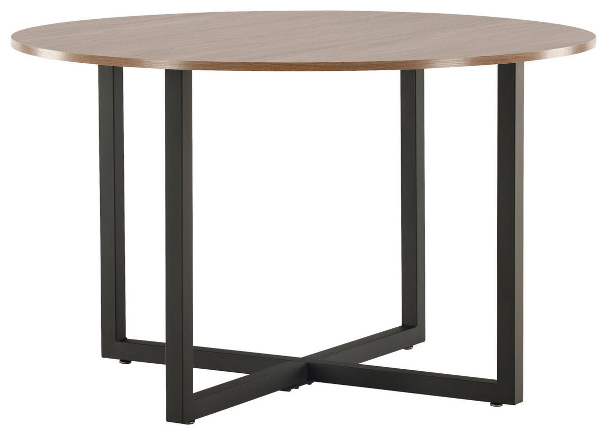 ESSTISCH in Metall, Holzwerkstoff 120/120/75 cm  - Walnussfarben/Schwarz, Design, Holzwerkstoff/Metall (120/120/75cm) - Livetastic