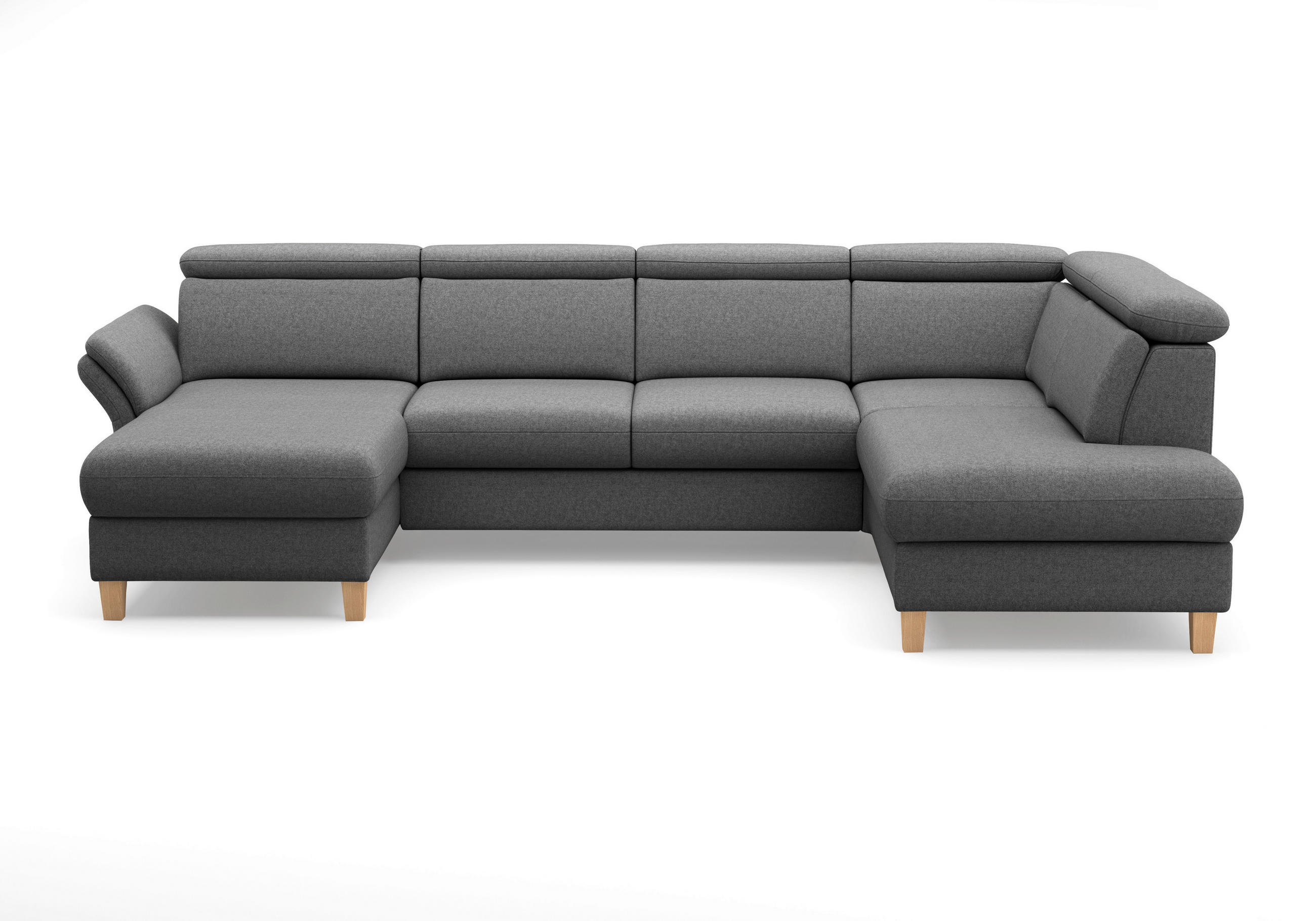 WOHNLANDSCHAFT GLENDALE E Dunkelgrau Flachgewebe  - Eichefarben/Dunkelgrau, KONVENTIONELL, Holz/Textil (166/321/193cm) - Sit & More