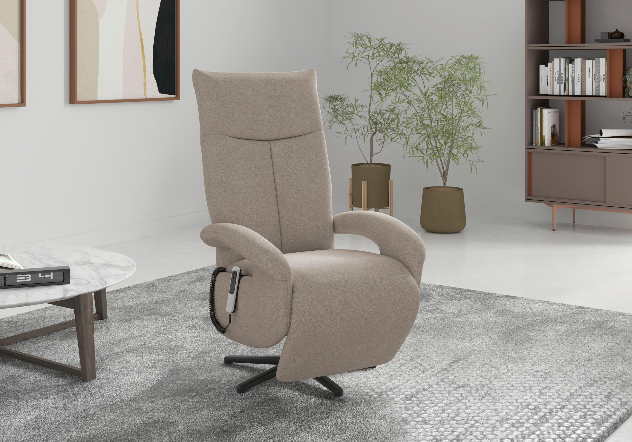 Sit & More RELAXAČNÉ KRESLO, textil, béžová
