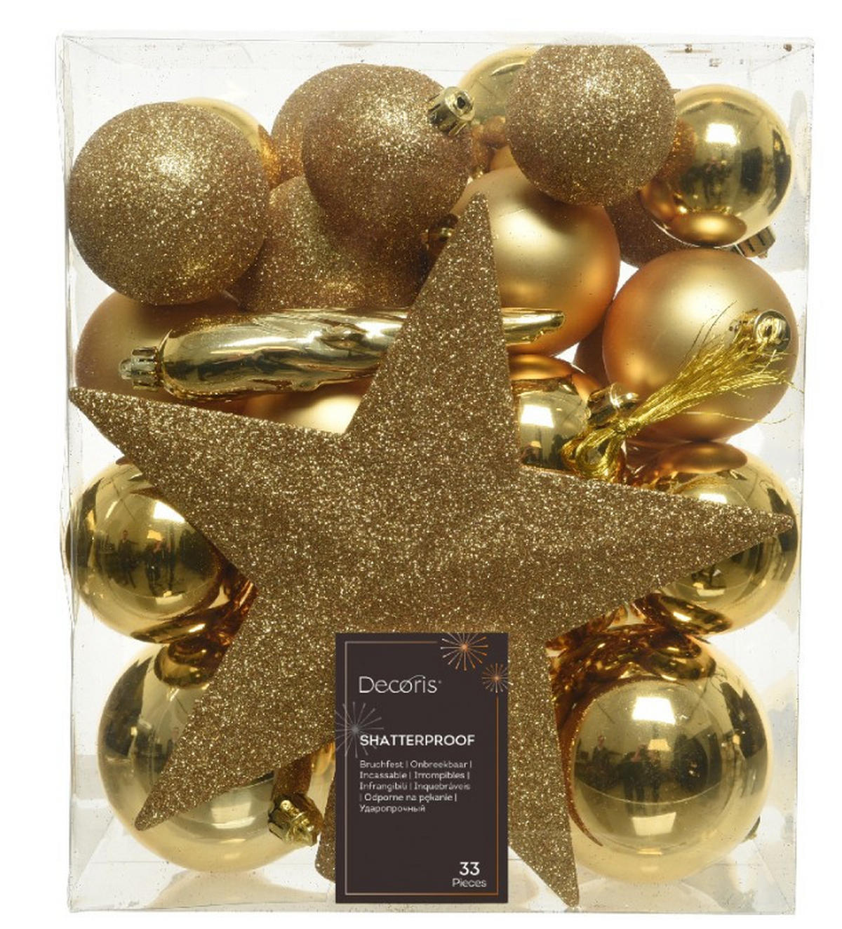 CHRISTBAUMKUGEL-SET 5 cm 33-teilig  - Goldfarben, Kunststoff (5cm) - X-Mas