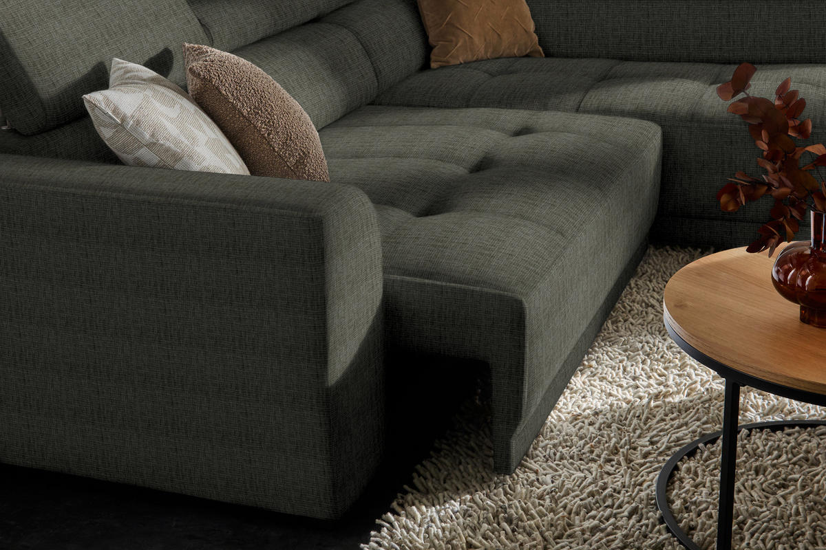 ECKSOFA in Chenille Graubraun  284/205 cm  - Graubraun/Schwarz, Design, Kunststoff/Textil (284/205cm) - Xora