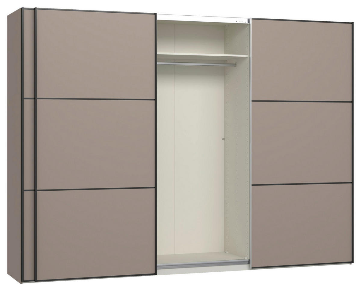SCHWEBETÜRENSCHRANK 303/220/65 cm 3-türig Hellbraun  - Hellbraun/Schwarz, Design, Holzwerkstoff/Metall (303/220/65cm) - Jutzler