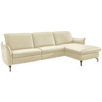 ECKSOFA Echtleder Creme  - Creme/Nickelfarben, Modern, Leder/Metall (233/179cm) - Livetastic