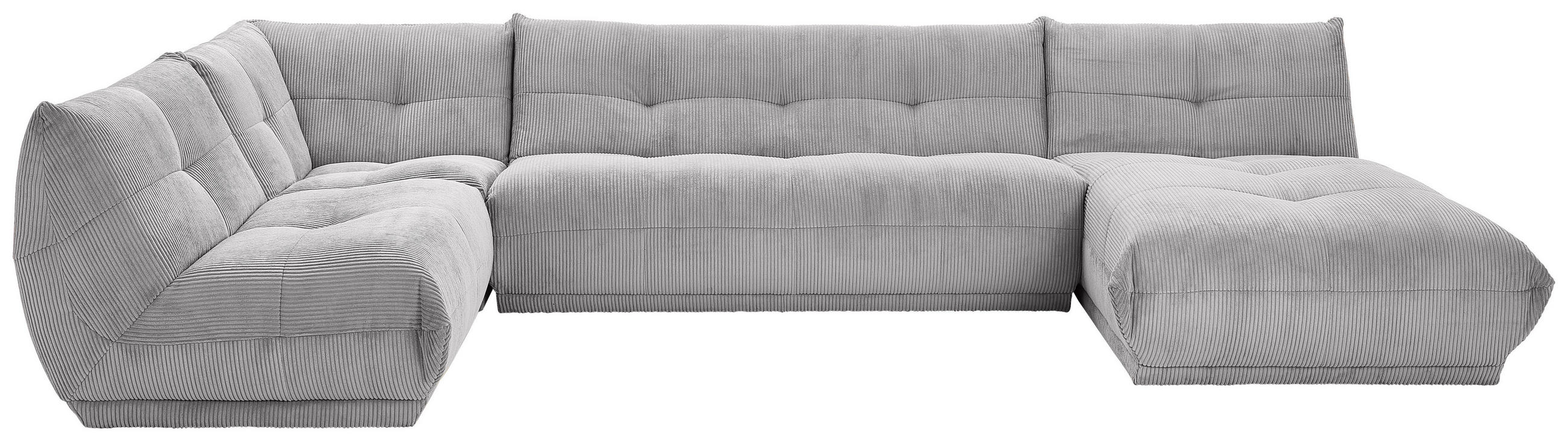 WOHNLANDSCHAFT GISELLE Grau Cord  - Grau, Trend, Textil (210/390/185cm) - Livetastic