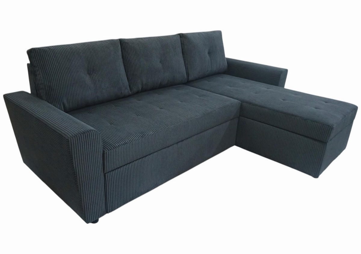 ECKSOFA TERMOLI Anthrazit Cord  - Anthrazit/Schwarz, Design, Kunststoff/Textil (231/155cm) - MID.YOU