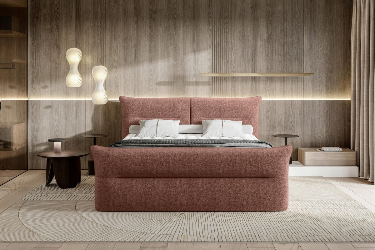 BOXSPRINGBETT 180/200 cm  in Rot  - Rot/Schwarz, Design, Kunststoff/Textil (180/200cm) - Chameo