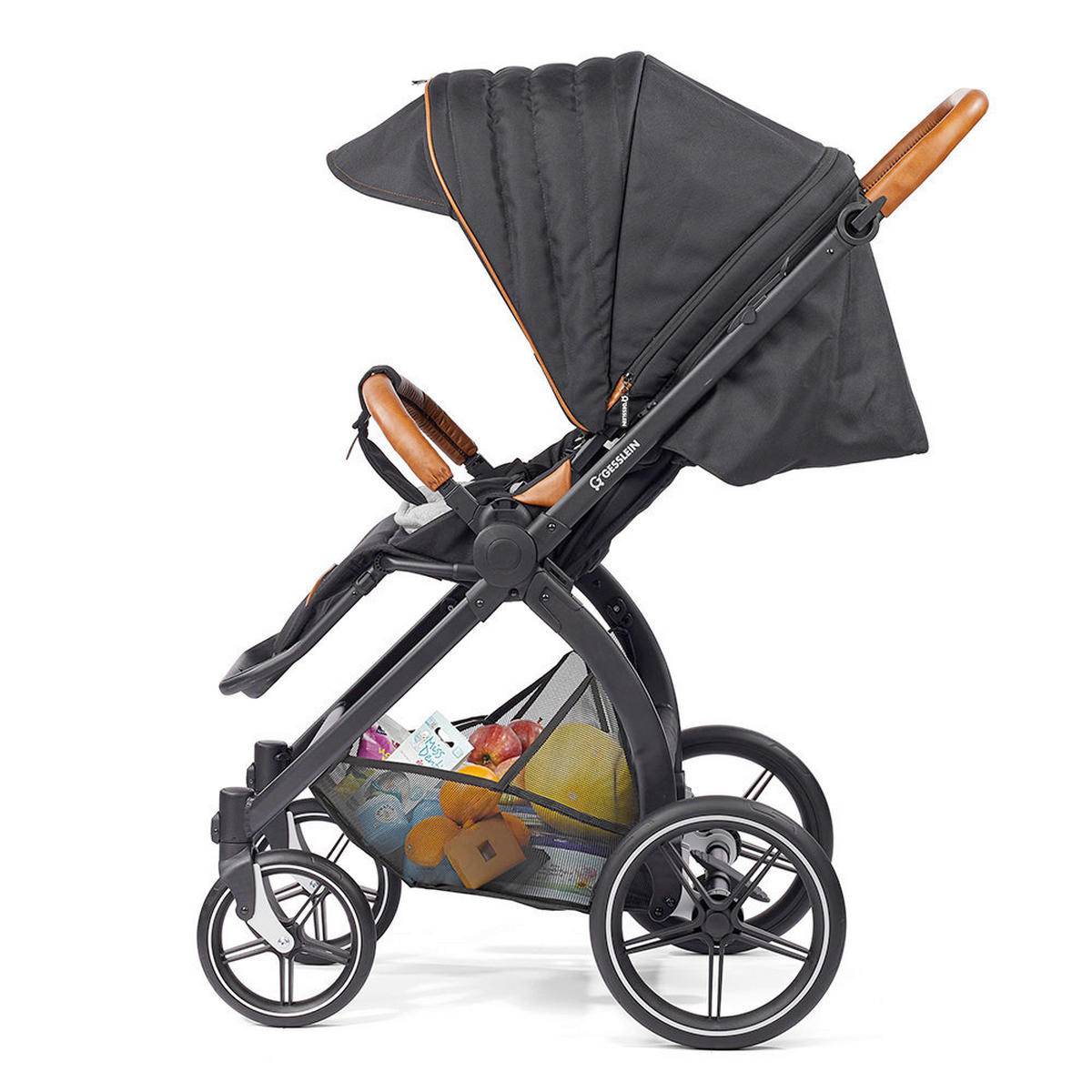 KINDERWAGENSET  FX4 Swing Set  Beige-Cognac  - Khaki/Cognac, Basics, Textil (100/55/130cm) - Gesslein