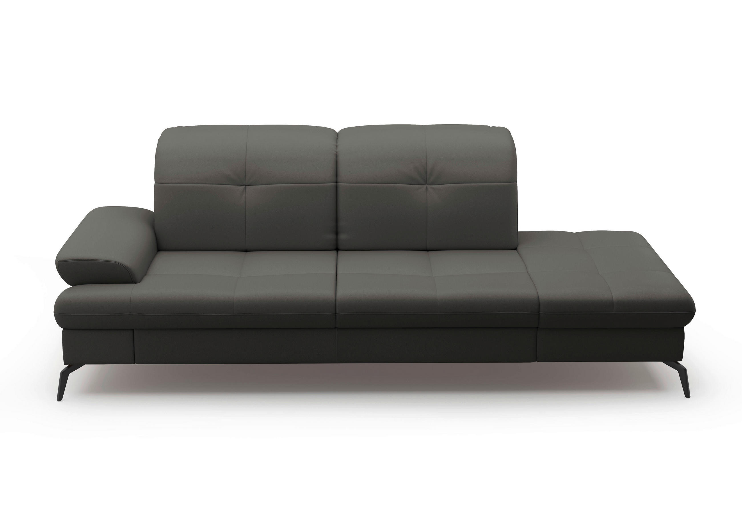 RÉCAMIERE Anthrazit Kombination Echtleder/Stoff Vliesstoff  - Anthrazit/Schwarz, KONVENTIONELL, Leder/Textil (231/90/122cm) - Sit & More