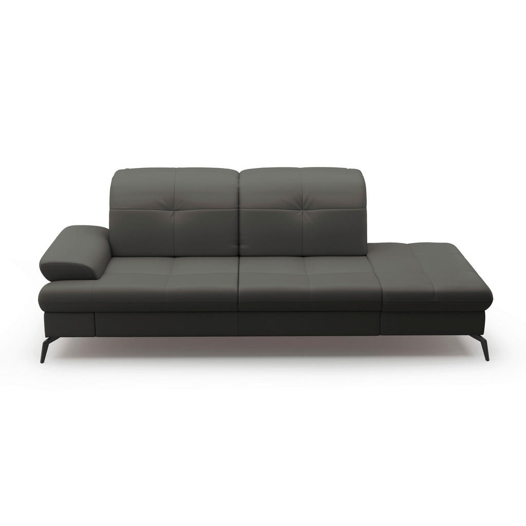Thumbnail - Sit & More Récamiere, Anthrazit, Textil, Leder, Kombination Echtleder/Stoff, Nappaleder, 231x90x122 cm, Goldenes M, Made...
