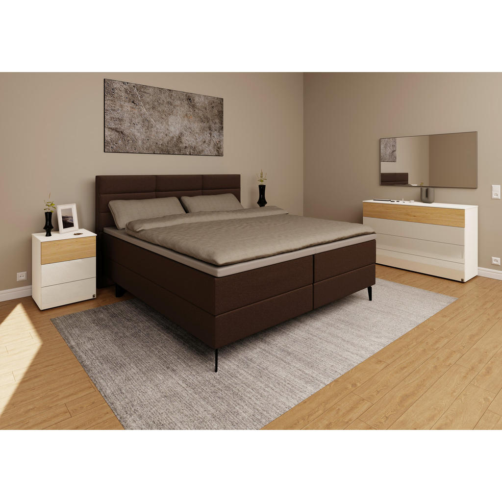 Thumbnail - Musterring Boxspringbett, Braun, Textil, H4, 7-Zonen, Höhe ca. 22 cm, 180x200 cm, Dgm, Über- und Sondergrößen erhältlich...