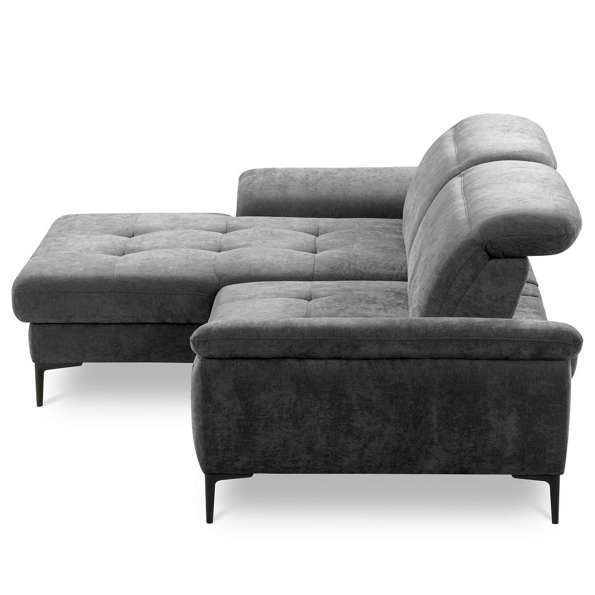 ECKSOFA  Webstoff Schwarz  - Schwarz, Design, Textil/Metall (195/268cm) - Livetastic
