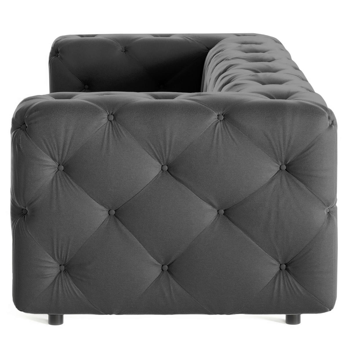 3-SITZER-SOFA Fresco in Samt Schwarz  - Schwarz, Design, Kunststoff/Textil (230/71/100cm) - P & B
