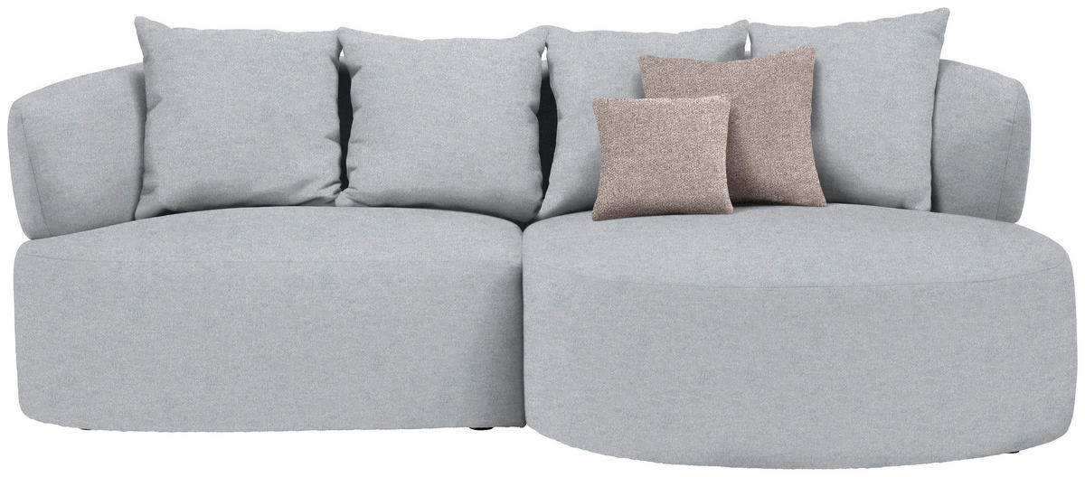 ECKSOFA in Flachgewebe Hellgrau  235/166 cm  - Hellbraun/Hellgrau, MODERN, Kunststoff/Textil (235/166cm) - Hom`in