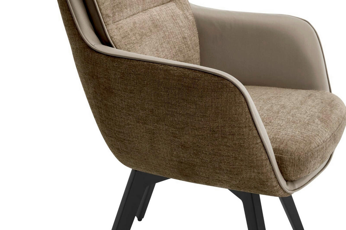 ARMLEHNSTUHL  in Eisen Chenille, Jacquard  - Schwarz/Braun, MODERN, Textil/Metall (62/92/68cm) - Livetastic